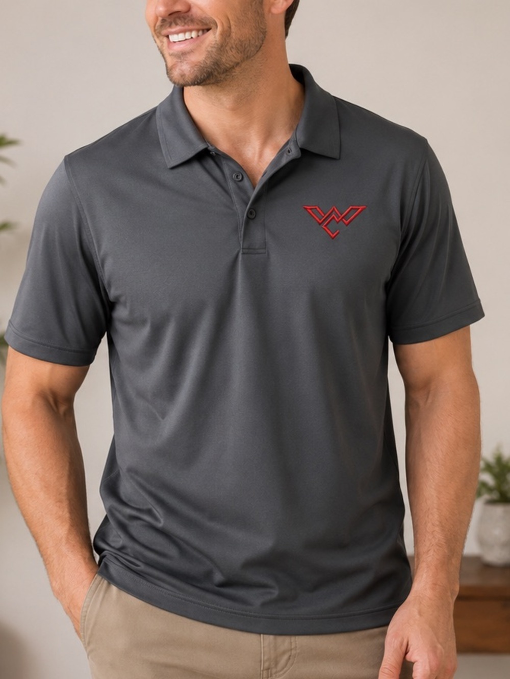 OGIO Men's Gray Polo with Red Embroidered Logo XL